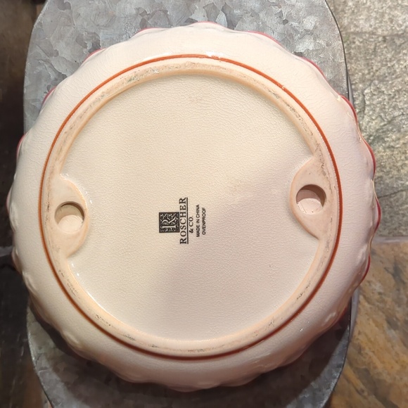 Roscher & Co Stoneware Pie Plate with pine cones and bird - Picture 2 of 5